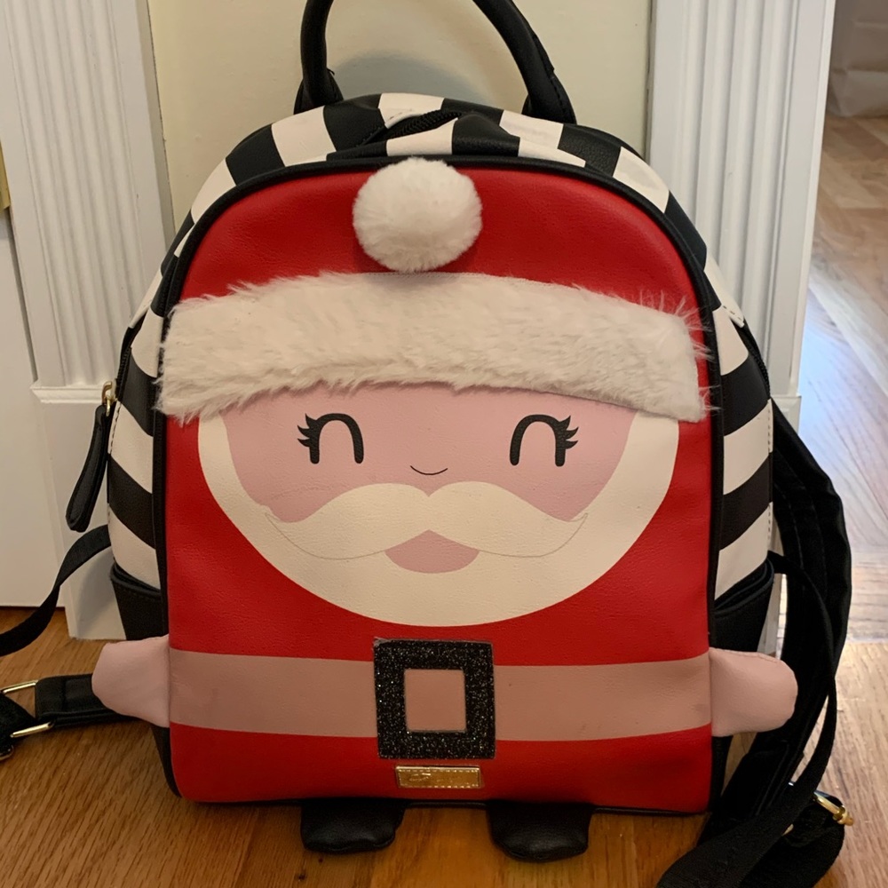 Betsey Johnson Christmas Santa Backpack Like New